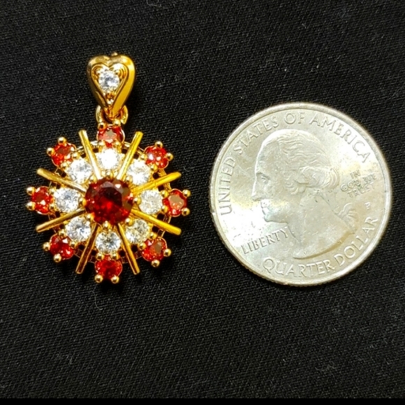 New simulated ruby cz gold filled pendant - Picture 9 of 9